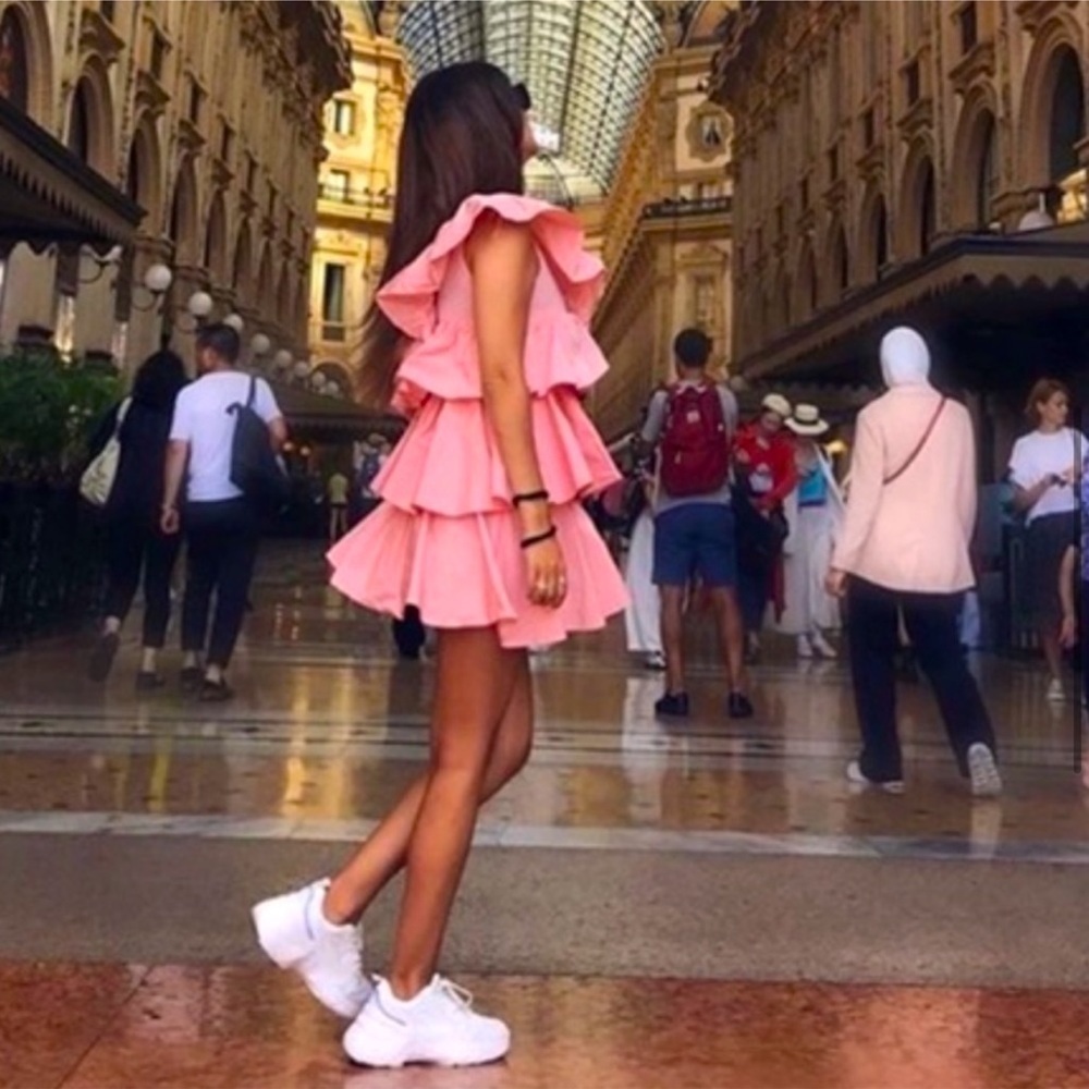 ZARA LIMITED EDITION RUFFLED ASYMMETRIC DRESS - Picture 6 of 17